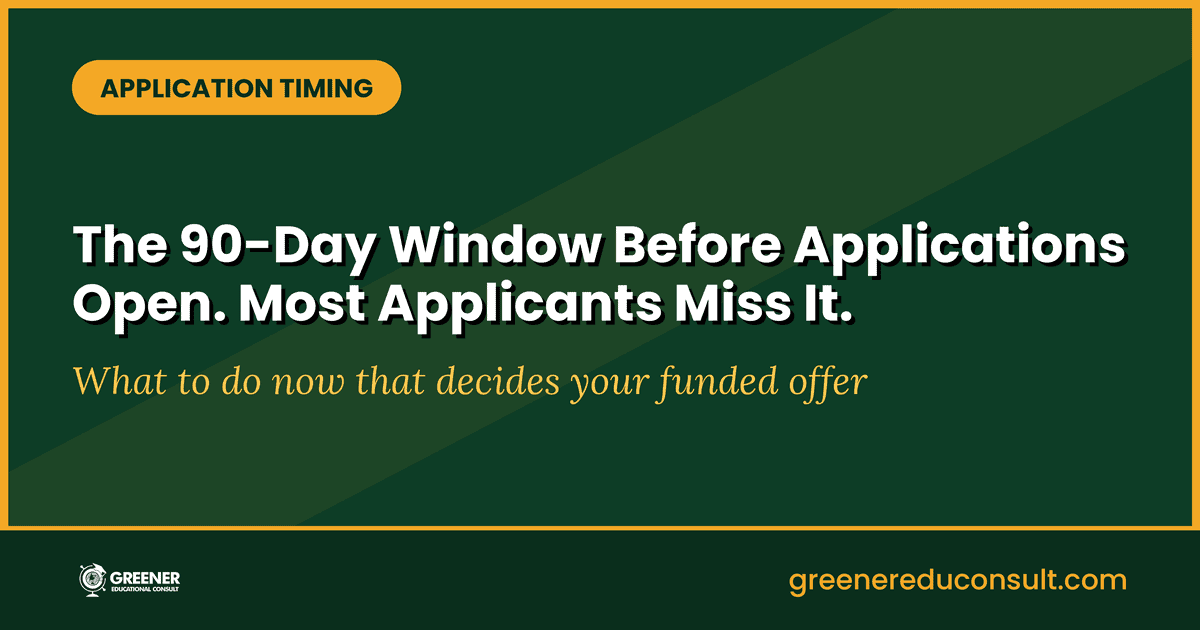 The 90-day window before applications open. Most applicants miss it.